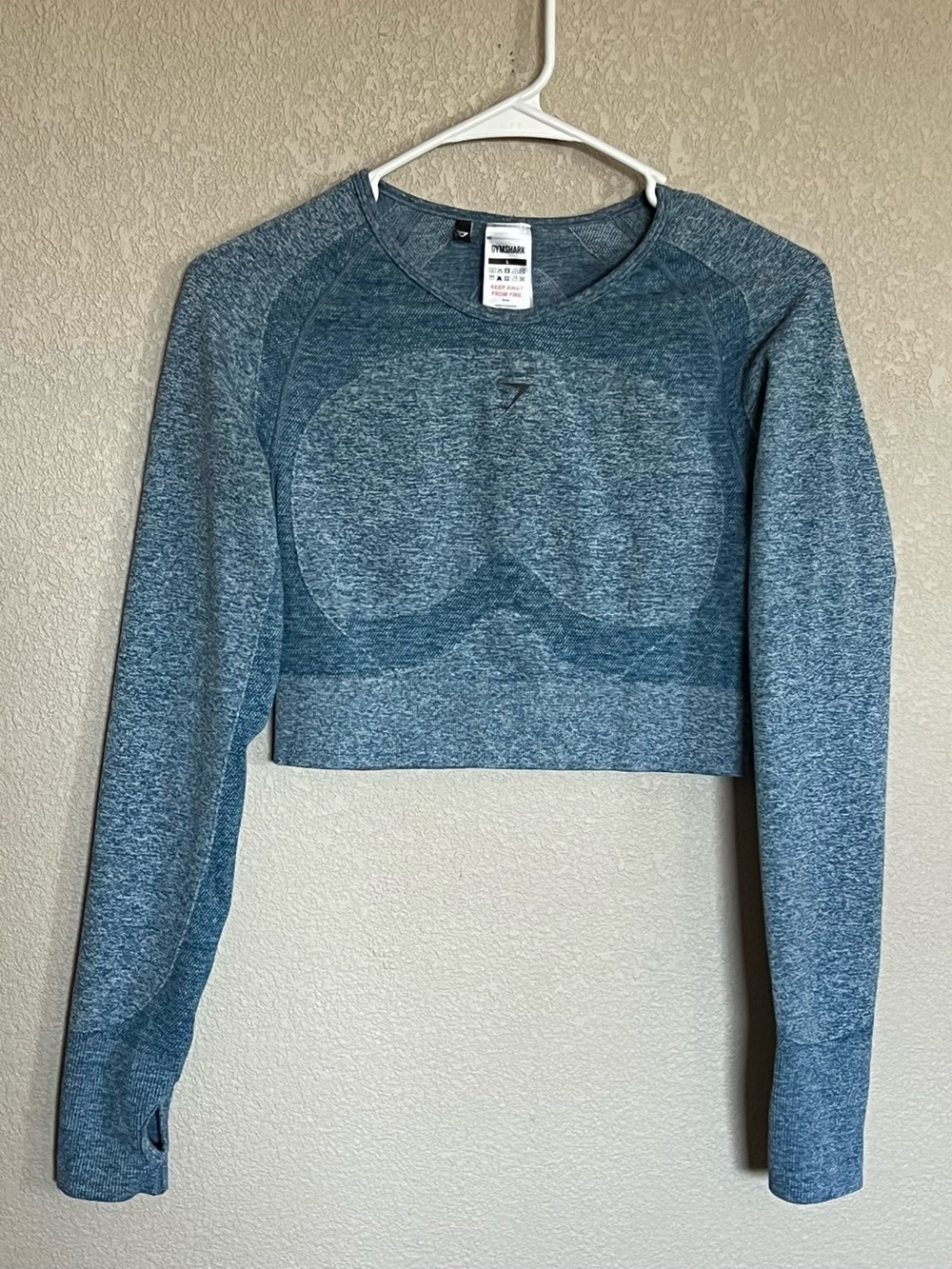 Gymshark Blue Heather Seamless Long-Sleeve Cropped Top